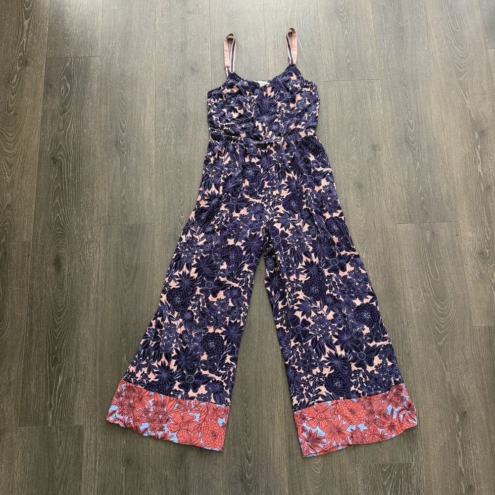 Sundance Ocean Bloom Floral Jumpsuit Boho Pockets Wide Leg Small Resort Beach